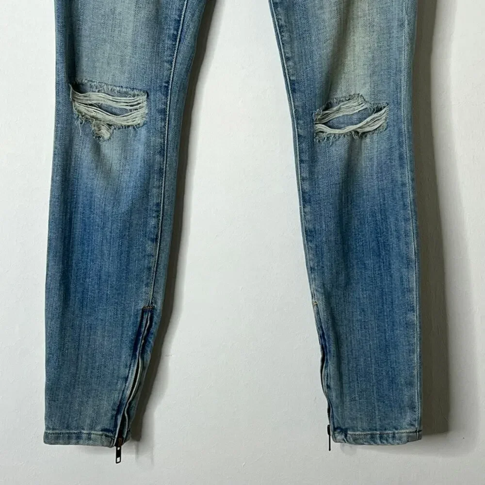 Current/Elliott The Silverlake Zip Skinny Jeans Light Wash Womens Size 24 Waist - Picture 4 of 14
